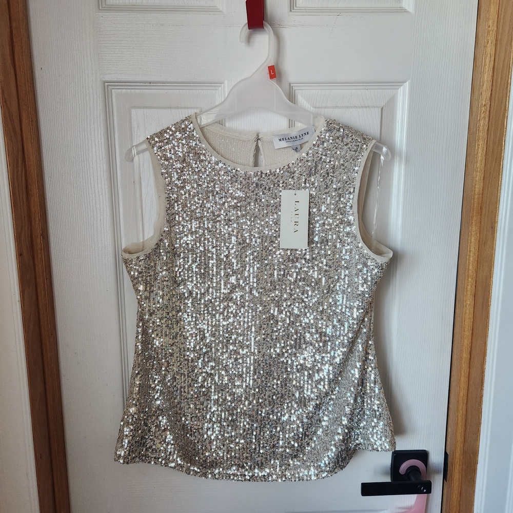 LAURA Sparkling Silver Sequin Blouse